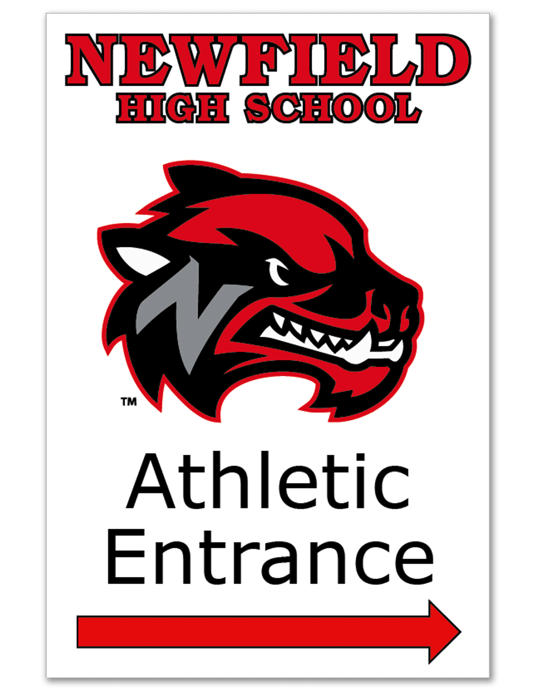 Aluminum sign Newfield High School