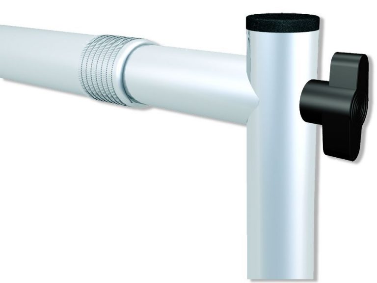 Twist lock offers infinite horizontal and vertical adjustments.